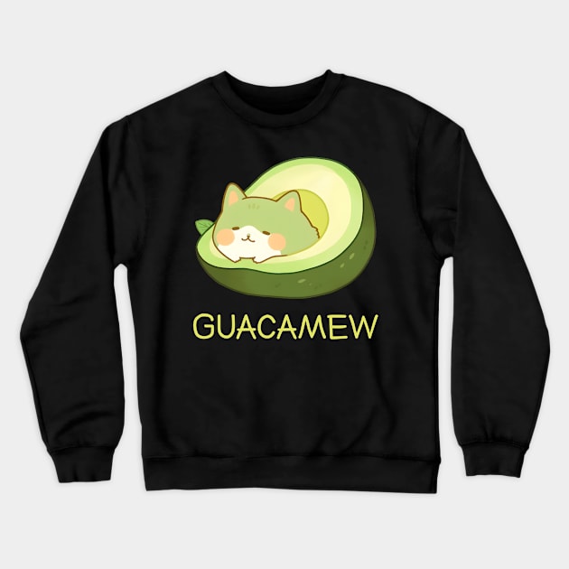 Guacamew Funny Avocado Kawaii Cat Lover Crewneck Sweatshirt by Ai Wanderer